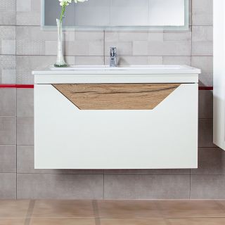 Тумба под раковину Бриклаер Брайтон 4627125415760 100 см белый/дуб